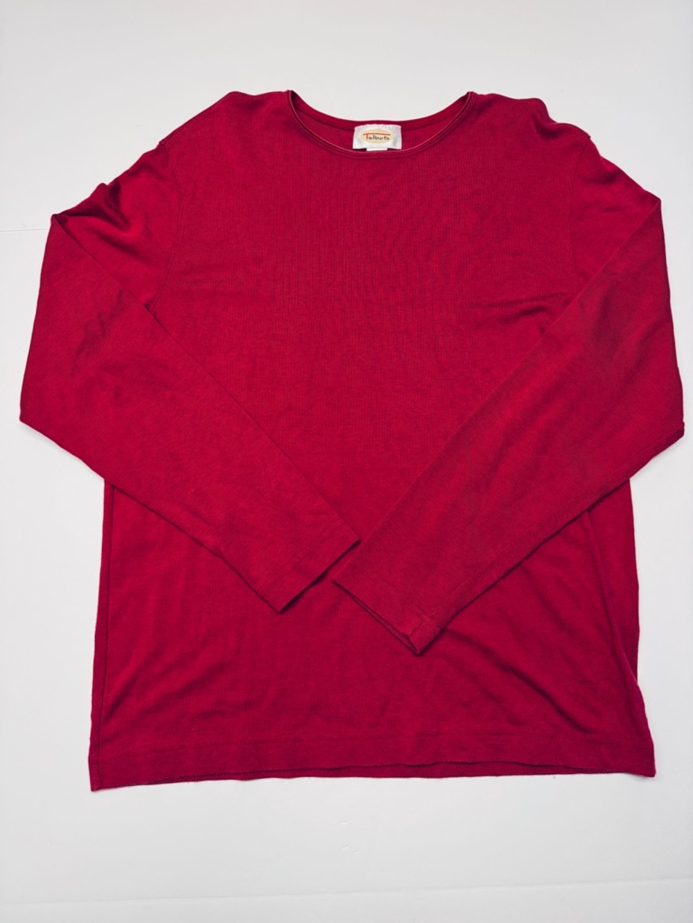 Talbots Raspberry Ribbed Long Sleeve Top - Picture 2 of 10